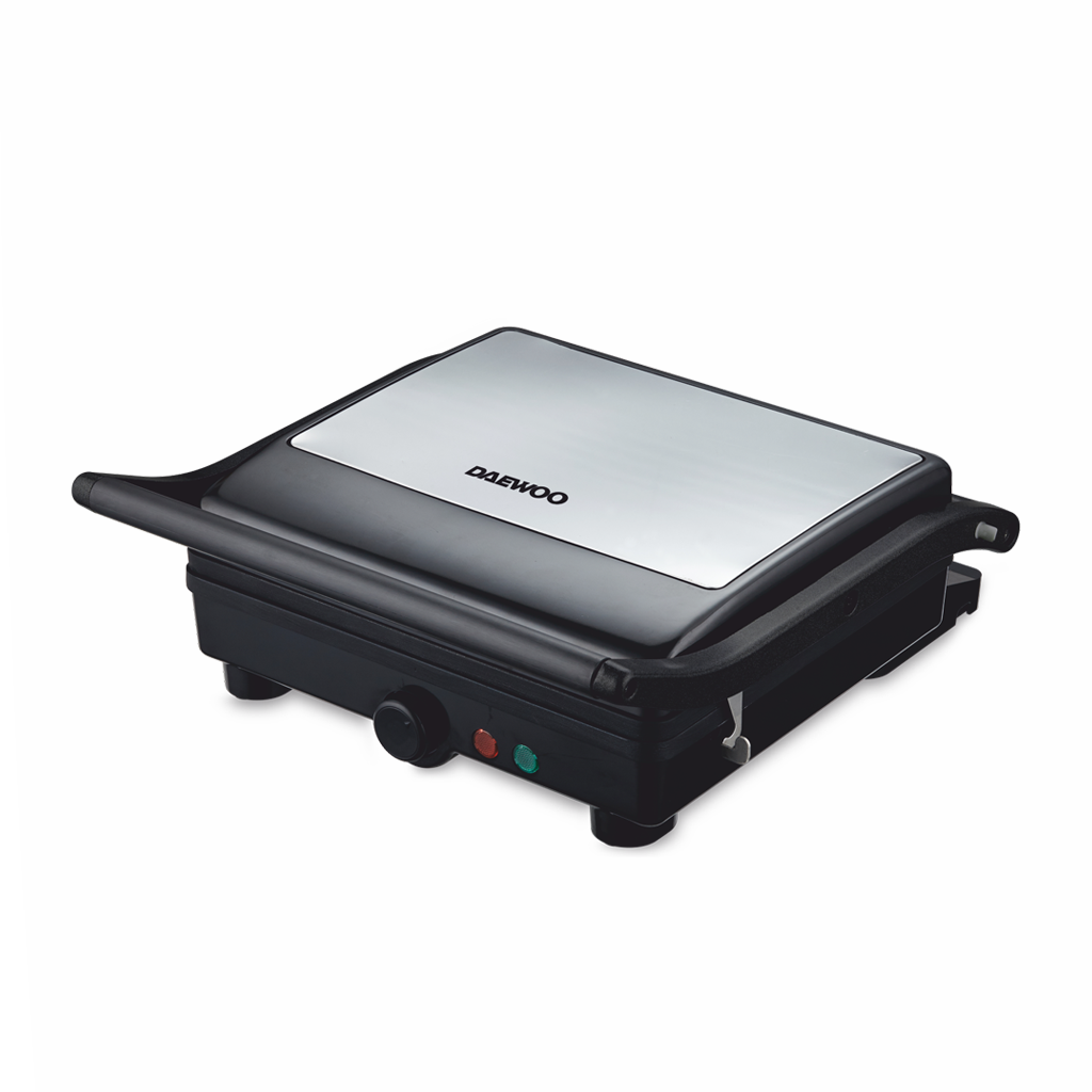 dg2000x.1.png Grill electric Daewoo DG2000X, 2000W, capac si maner din inox, indicatori luminosi, buton pornire/oprire, termostat reglabil, deschidere placi la 180°, Inox - imagine 1
