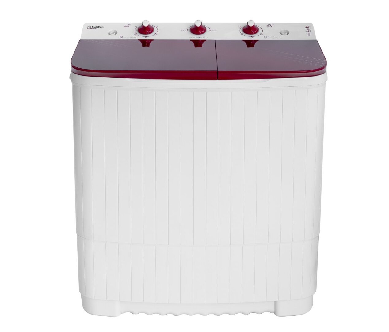 nswm_5.3r_1_1_.jpg Masina de spalat rufe semi-automata Nobeltek NSWM 5.3R, 5 kg spalare, 2.5 kg stoarcere, Alb/Glass Line Red - imagine 1