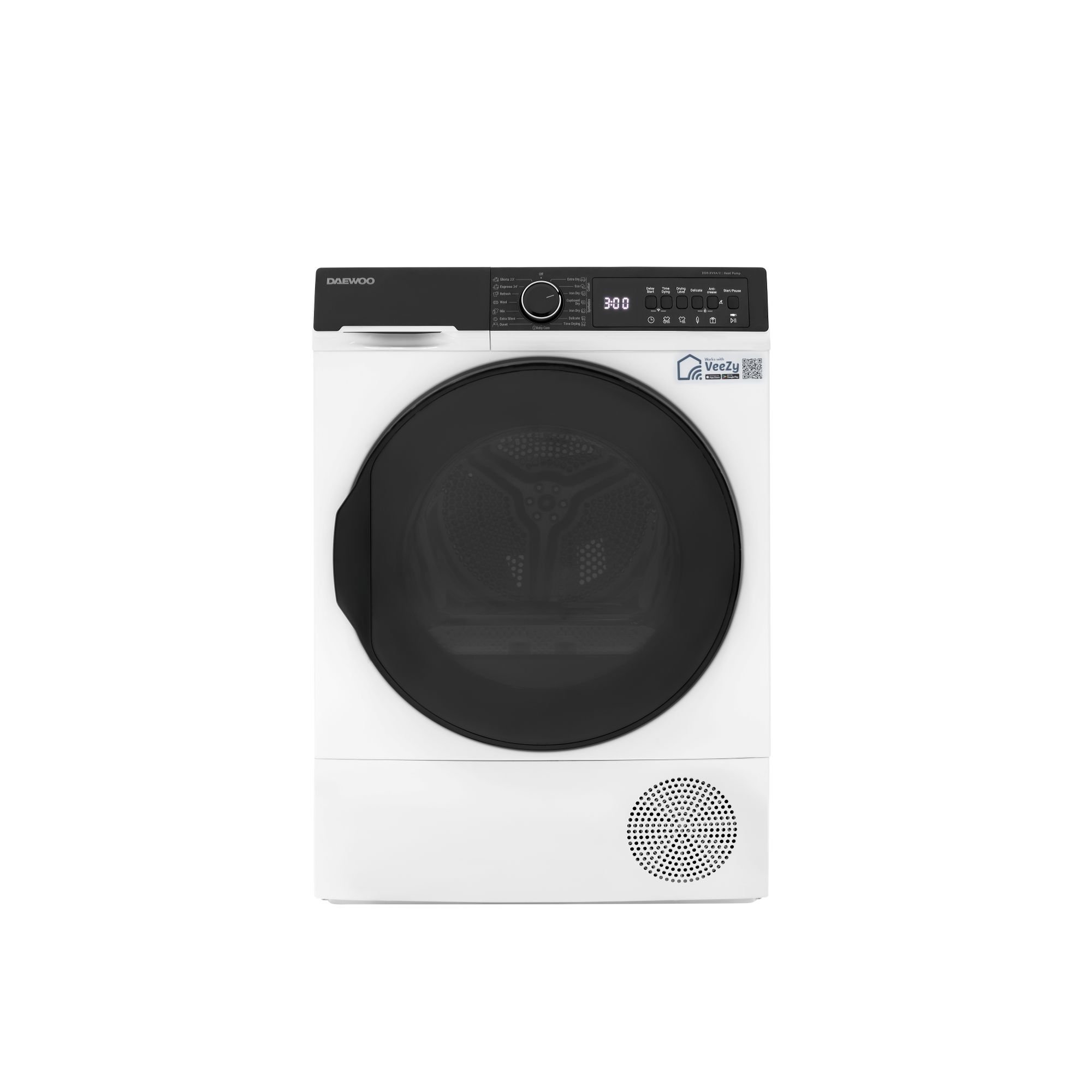 ddr-xv9ac_1.jpg Uscător de rufe Daewoo DDR-XV9A/C, pompă de căldură, 9 kg, clasa C - imagine 1